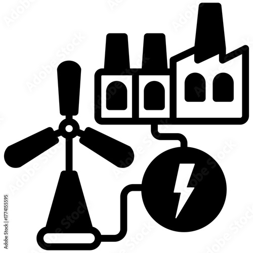 Power System Icon, Glyph Mini Illustration Relate To Industry 4-0. Use For Modern Concept, Ui, Ux Web And App Development.