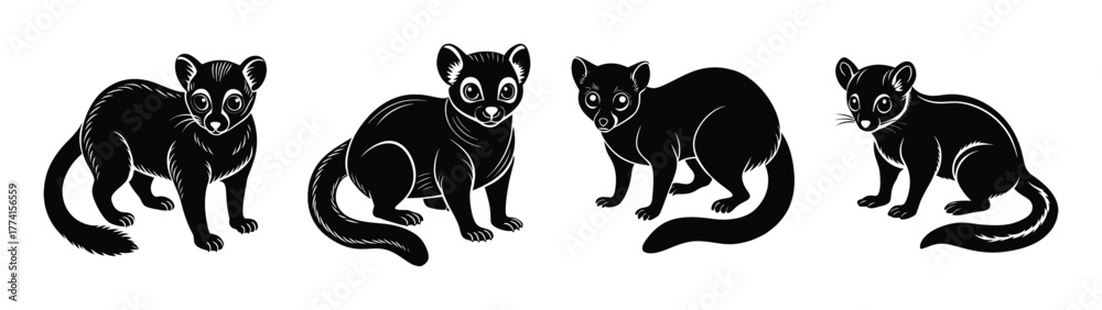 Fototapeta premium Black and white illustration of marten animal wildlife creature mammal furry forest fauna art design drawing