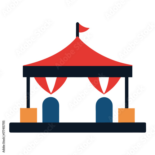 Outdoor music festival stage icon with colorful lights