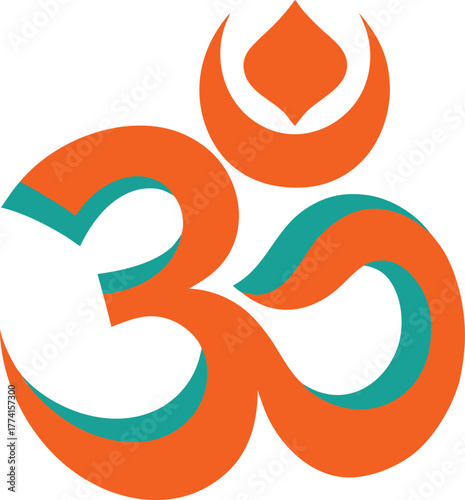 Spiritual om symbol icon on clean white background