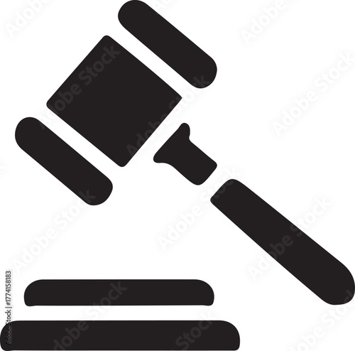 Black gavel striking block hammer judge