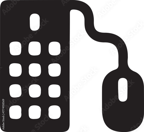 Black keyboard and mouse icon computer technology