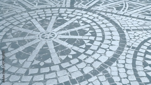 Stone Mosaic Radial Texture Background 8K Seamless Gray Cobble