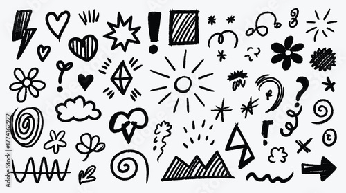 Hand Drawn Doodle Elements Vector Illustration for Design and Decoration