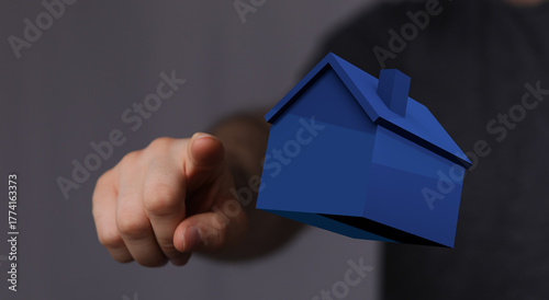 Person pointing at a 3D ren...