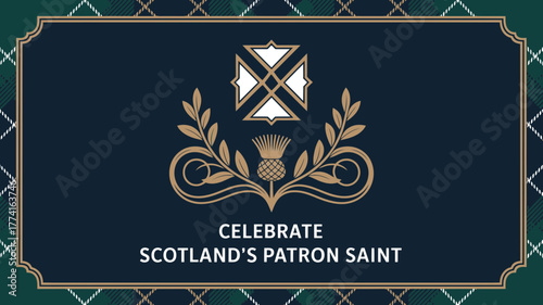 Elegant Scottish emblem with thistle and St Andrew's Cross design celebrates patron saint, perfect for national pride and heritage events