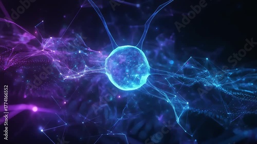 Abstract digital neuron cell, AI artificial intelligence and neural network concept