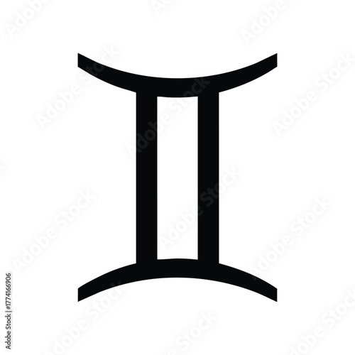 gemini astrology zodiac symbol vector icon showing twin parallel lines, simple black minimal design illustration for horoscope and astrological chart symbol art