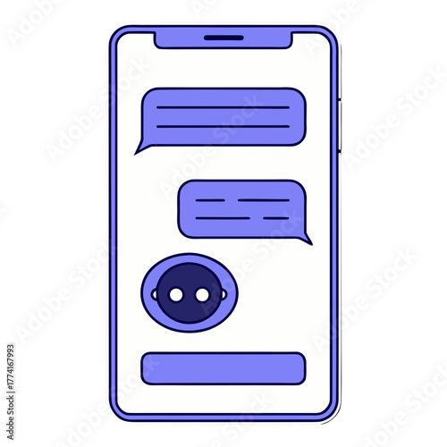 Futuristic ai chatbot mobile app ui conversation illustration vector vector