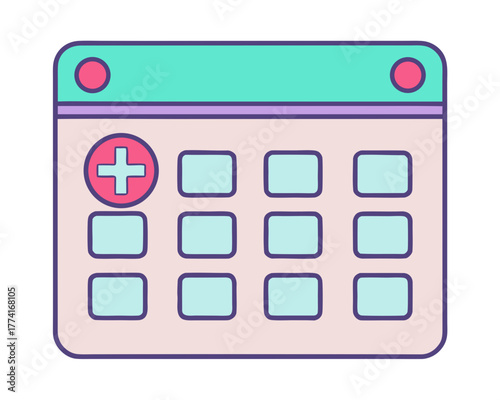 Minimal calendar dashboard ui monthly view widget vector illustration scalable eps icon vector