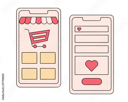 Minimalist e-commerce app screens product card widget vector illustration vector