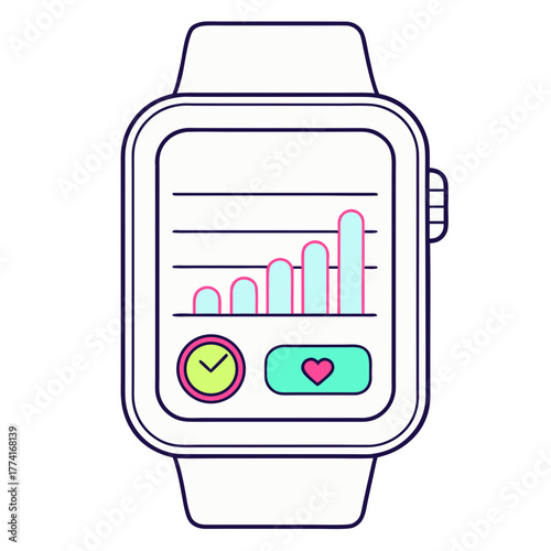 Minimal fitness tracker dashboard ui with step counter and heart rate data vector illustration vector
