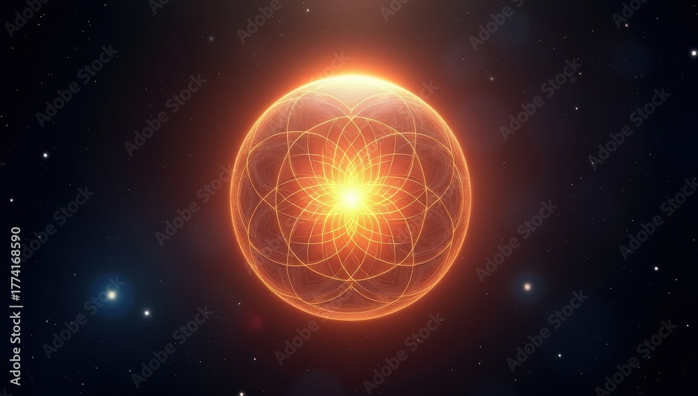Obraz premium Orb of Sacred Patterns — Surreal Spiritual Geometry Art