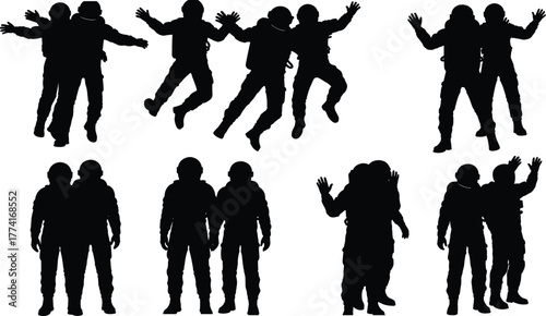 Big cat walking cycle silhouettes, feline motion sequence, animal biomechanics study, animation reference, wildlife stride poses, quadruped gait analysis grid