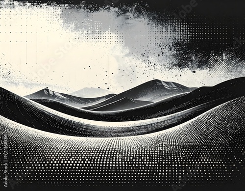 Black and White Desert Landscape.