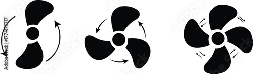 propeller icon set. flat design fan propellers vector isolated on white background.