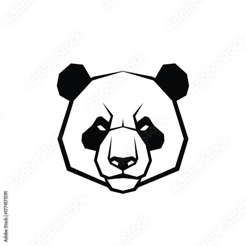 Black and White Panda Bear Head Icon A Simplistic Graphic Illustration in Vector