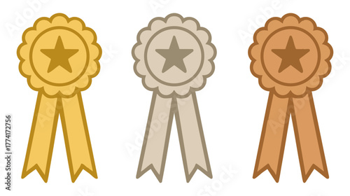 Gold silver bronze medal ribbons