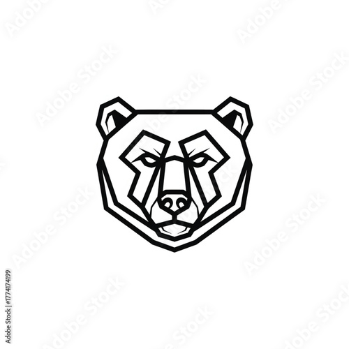 Geometric Bear Head Icon - A Stylized Minimalist Illustration of a Bear's Face