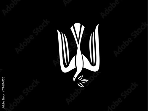 Line of doves carrying leaf branches