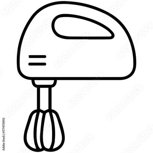 Electric Mixer Icon: A simple yet elegant line drawing captures the essence of an electric mixer, perfect for culinary endeavors, highlighting form, function and design.