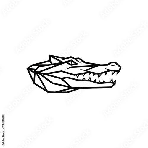 Geometric Alligator Head Logo Design Illustration