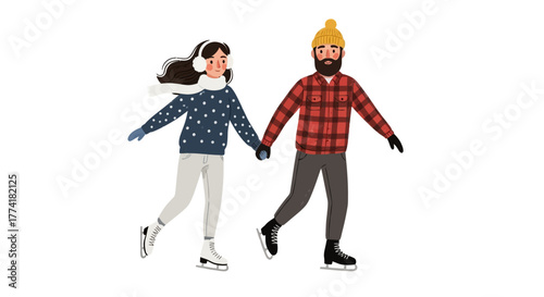 Affectionate Couple Enjoying a Day on the Ice Rink
