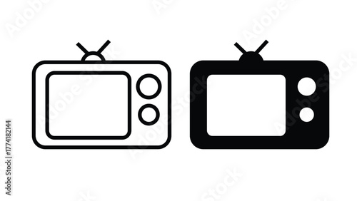 Modern television icon with vibrant color palette and retro font accents