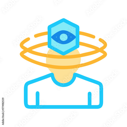 Concept illustration of awareness or spiritual awakening with eye on a head