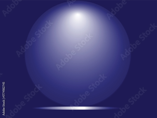 A luminous blue sphere with a gradient of light and a subtle shadow, creating a sense of depth and dimension