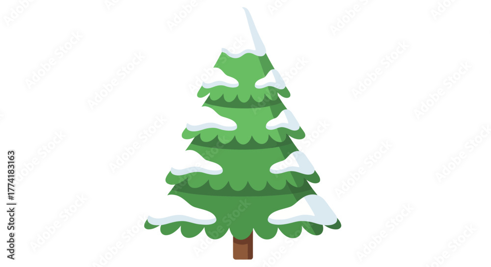 Obraz premium Snow-Covered Christmas Tree Isolated on White