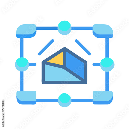Decentralized Data Analysis: Illustrated icon depicting network and data sharing concept