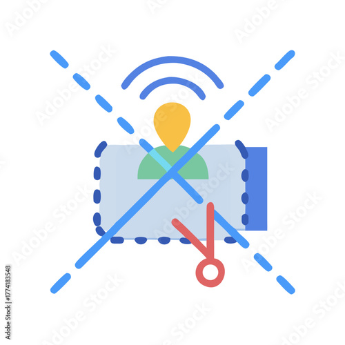 No WiFi Connection Flat Style Icon Showing Location Being Cut Off