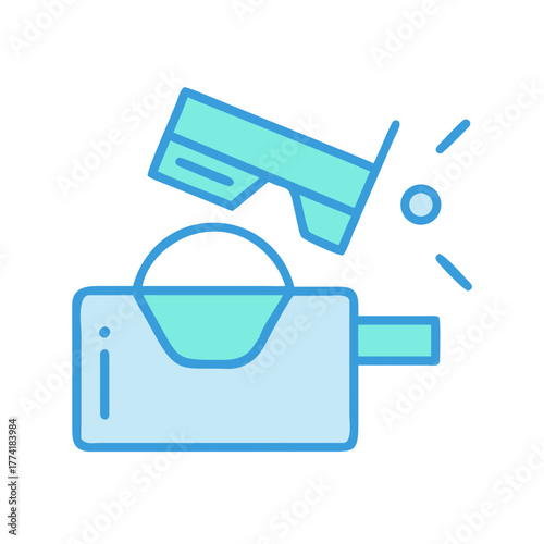 Camera and glasses simple graphic icon, modern design on a black background
