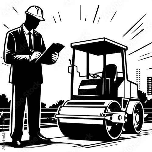 Engineer at Road Construction Site