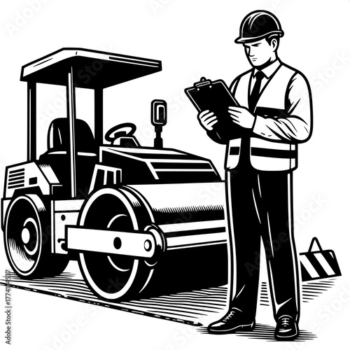 Engineer at Road Construction Site