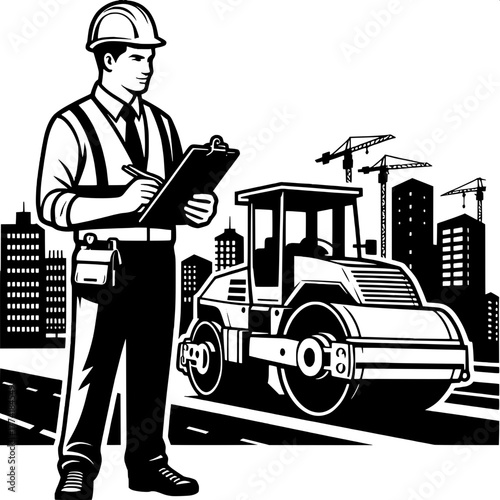 Engineer at Road Construction Site