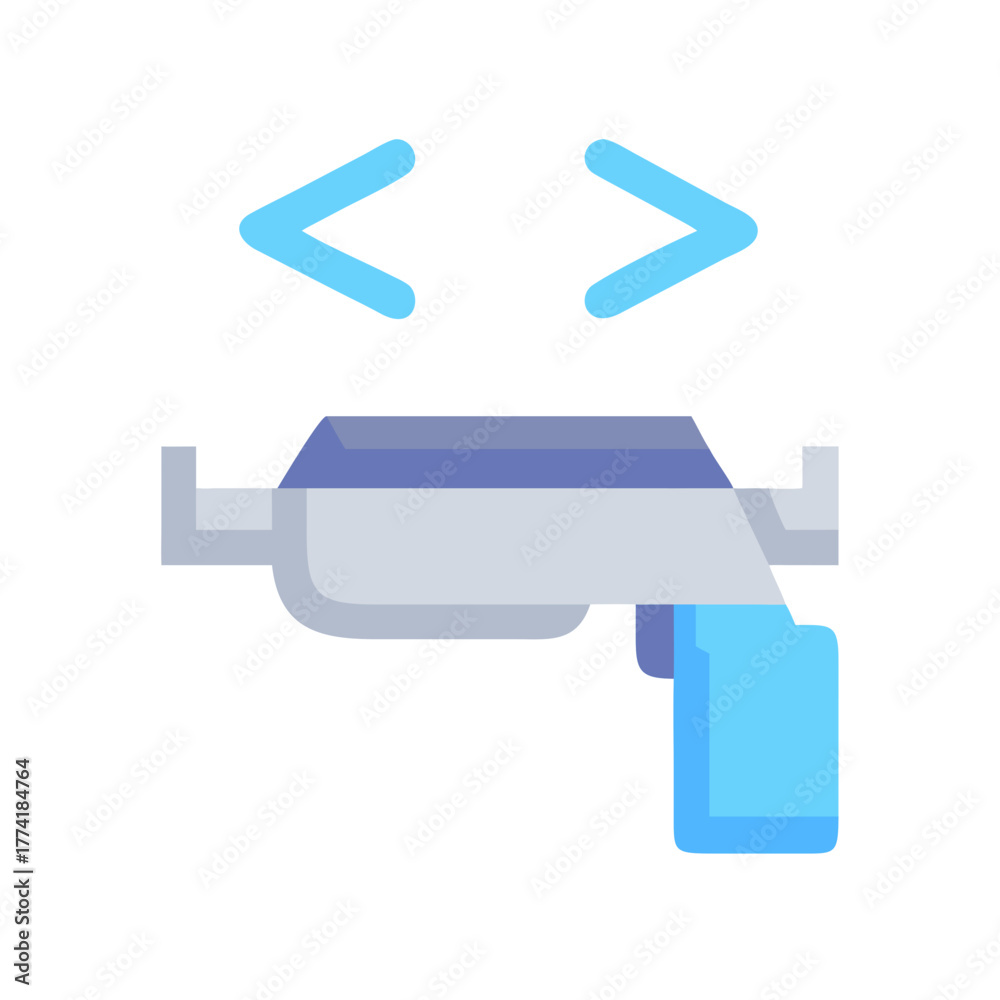 Fototapeta premium Stylized code face with light blue and grey elements on black background