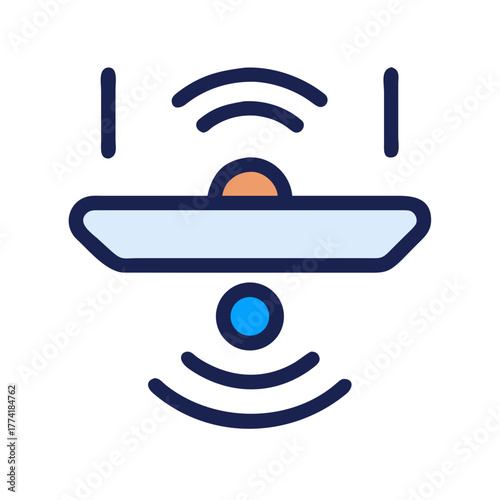 Abstract Wi-Fi symbol with orange and blue color palette on black background