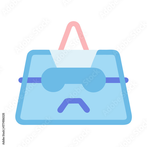 Modern vector illustration of a beach bag with sunglasses on a black background