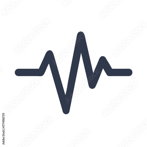 Minimalist dark blue waveform illustration on a black background, simple medical signal
