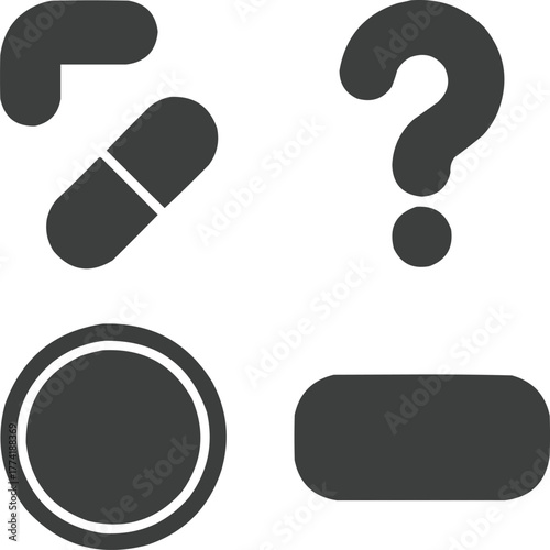 Minimal Solid Icon Set Soft Shapes and Rounded Question Mark Variants