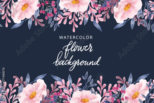 Watercolor background with lovely flowers
