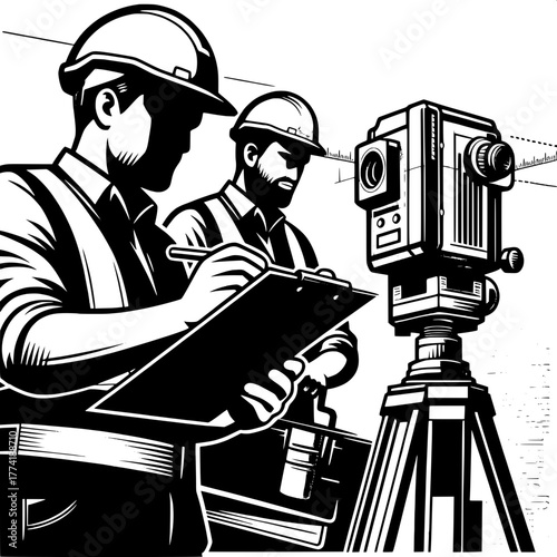 Engineer Using Laser Measuring Tool