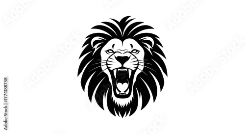 Roaring Lion Head Vector Logo Design, Aggressive Wild Cat Mascot Illustration