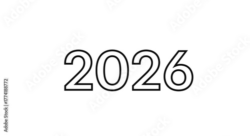 Outline Number 2026 Vector Illustration for New Year and Calendar Design