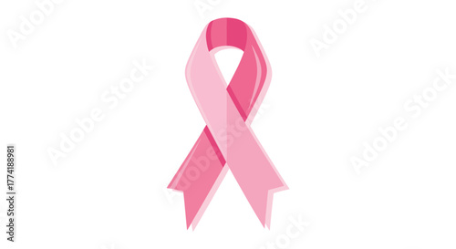 Detailed pink awareness ribbon with shaded contours, symbolizing breast cancer support.