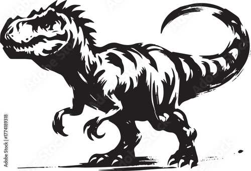 Striking dinosaur silhouette, conveying a sense of primal power