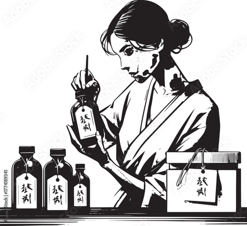 Artisanal toner creation with handwritten label in a minimalist