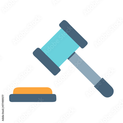 Stylized gavel and sounding block on a black background